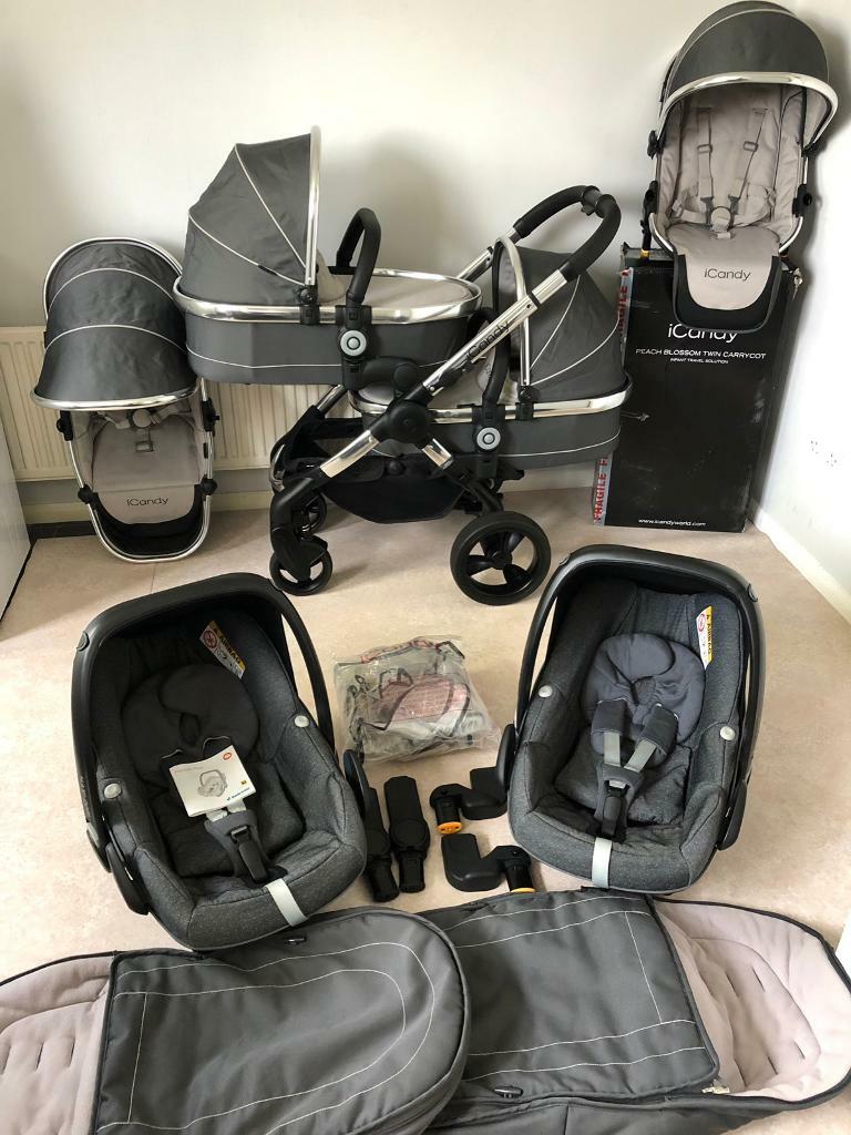 icandy peach twin carrycot truffle